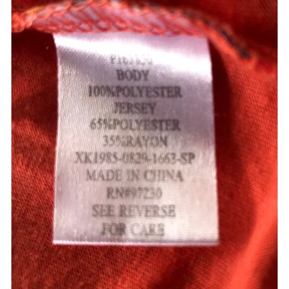 Chevron Coral/orange scoop Neck short sleeve high-low hem Top Blouse Size Large - Picture 4 of 4